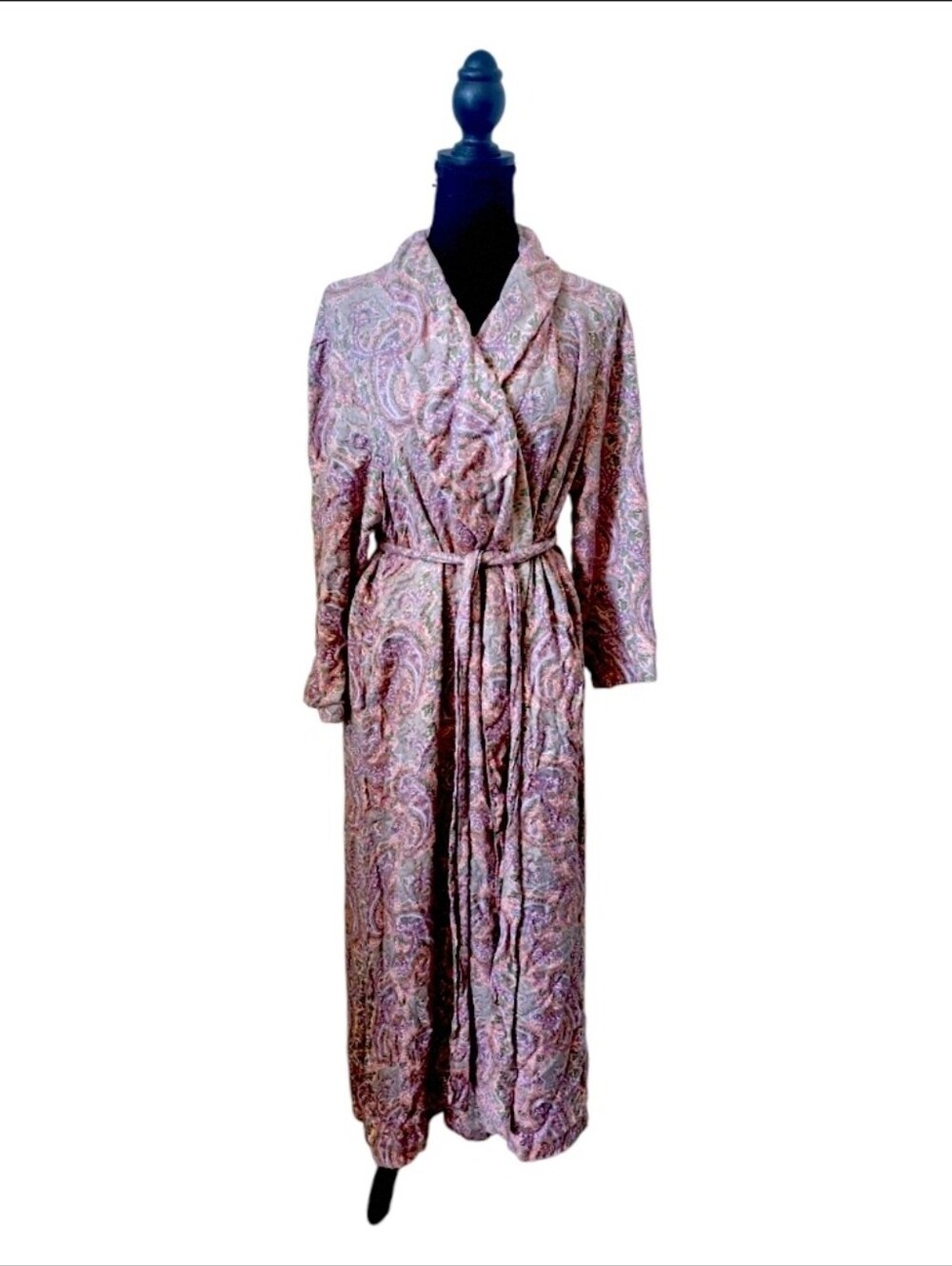 Soft Surroundings Paisley Cream Pastel Long Wrap Robe